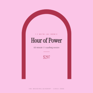 Hour of Power 60 minute 1:1 wedding business coaching session with Jac Bowie