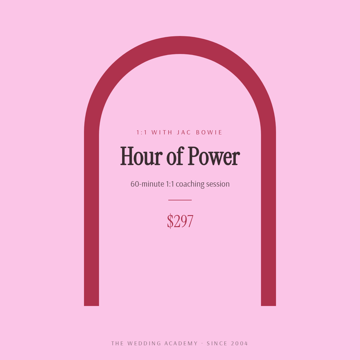 Hour of Power 60 minute 1:1 wedding business coaching session with Jac Bowie