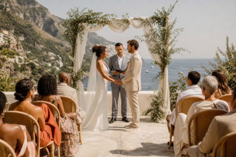 How to become a destination wedding planner – intimate micro wedding ceremony How to become a destination wedding planner – intimate micro wedding ceremony on a clifftop terrace overseas