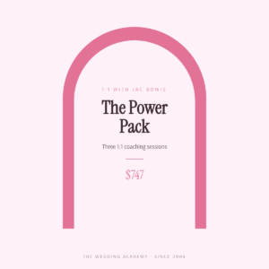 Wedding business coaching Power Pack, three 1:1 sessions with Jac Bowie