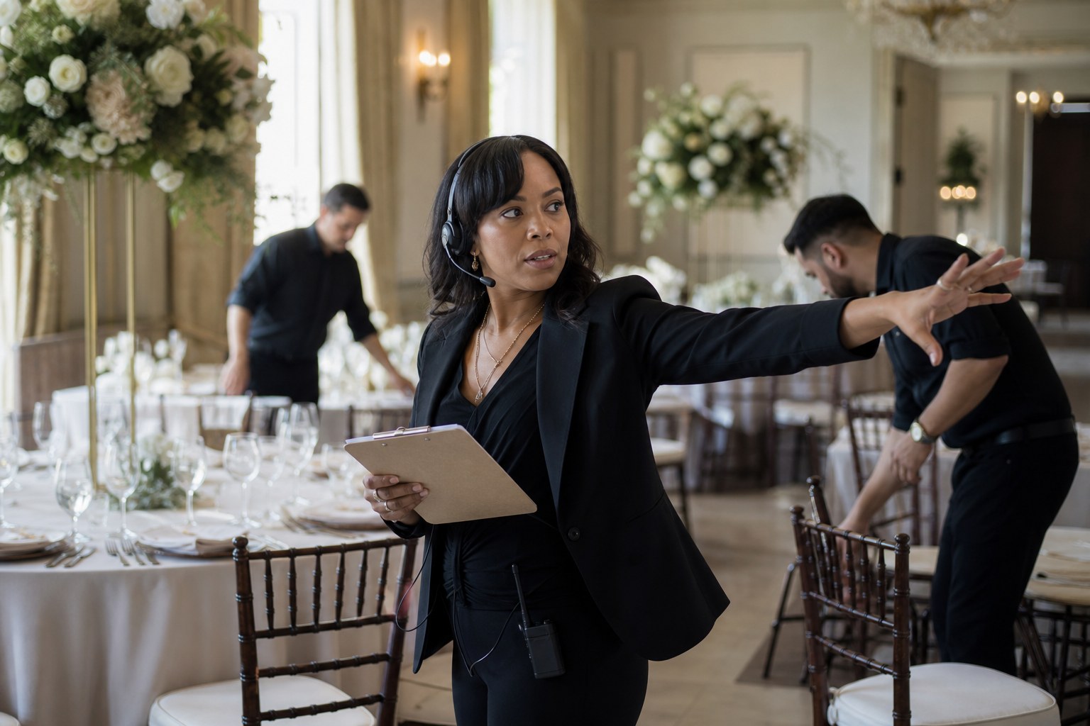 Lead wedding planner directing setup, illustrating the wedding planner career path