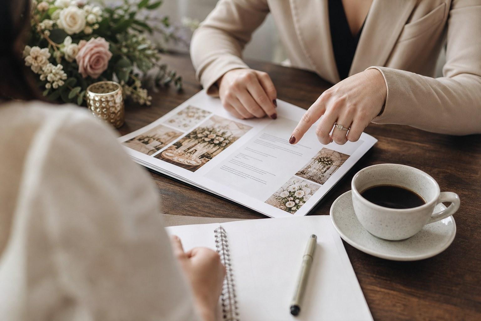Wedding Academy | Wedding Planner Contracts: What to Include Before You Book Your First Client Wedding planner explaining scope of services during a client consultation