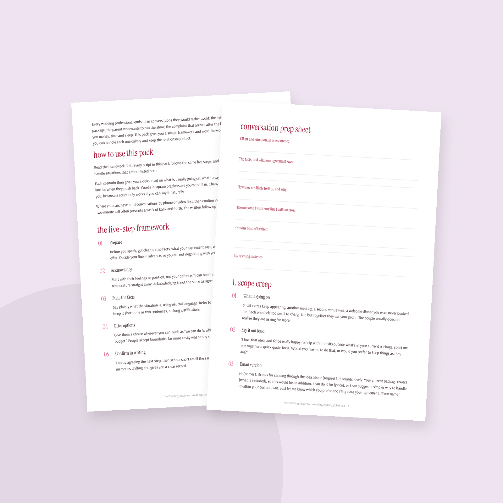 The Difficult Client Conversations Script Pack - inside pages