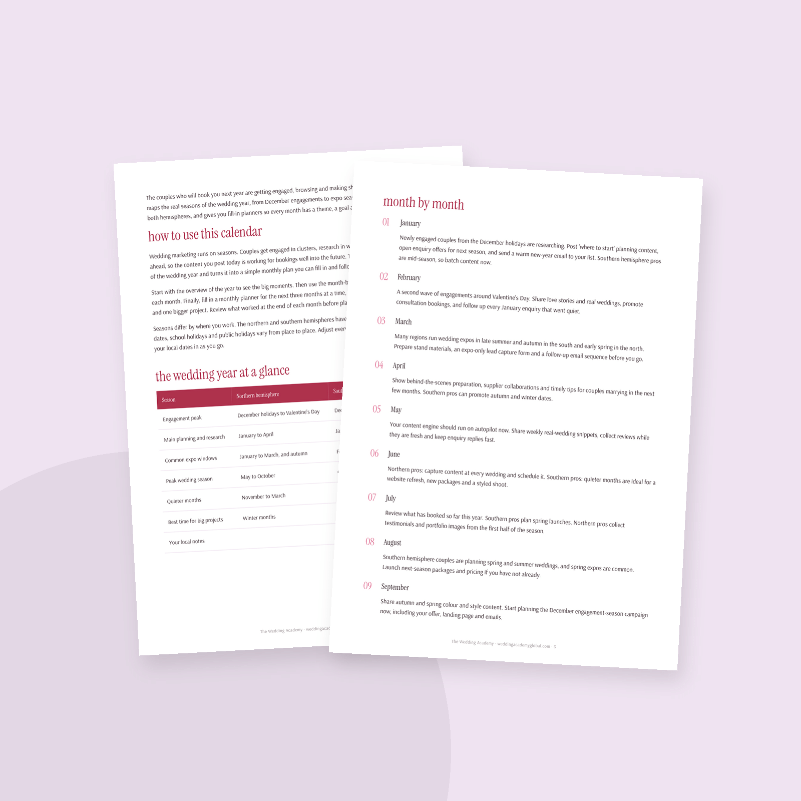 The 12-Month Wedding Marketing Calendar - inside pages