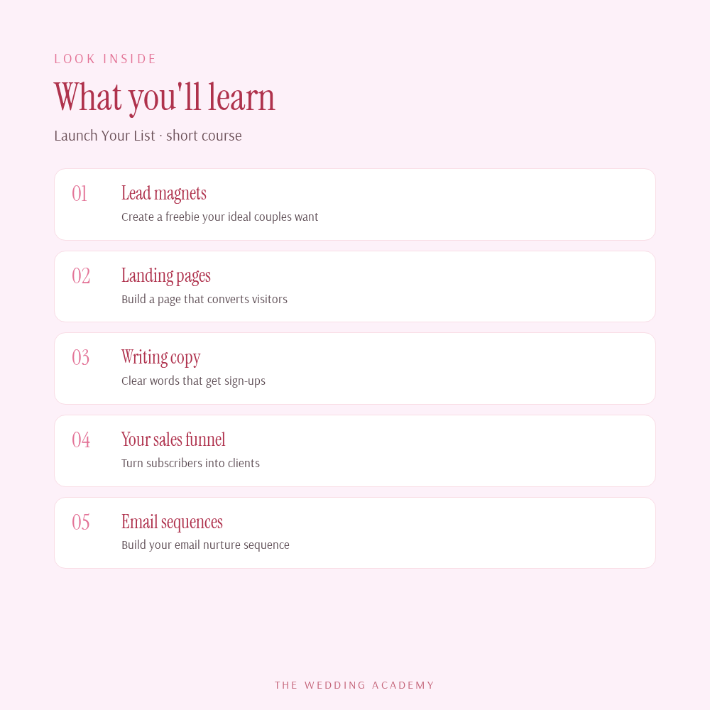 Launch Your List - what you'll learn