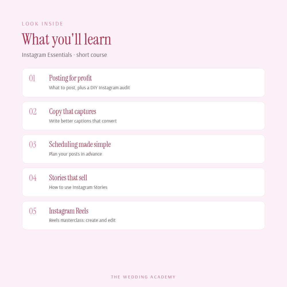 Instagram Essentials - what you'll learn