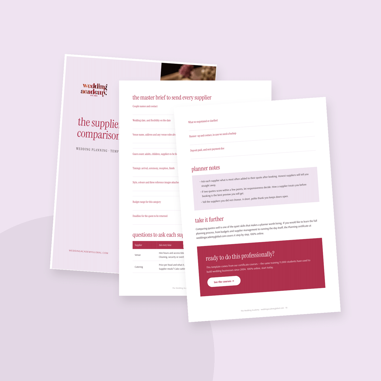 The Supplier Quote Comparison Tracker - printable PDF template