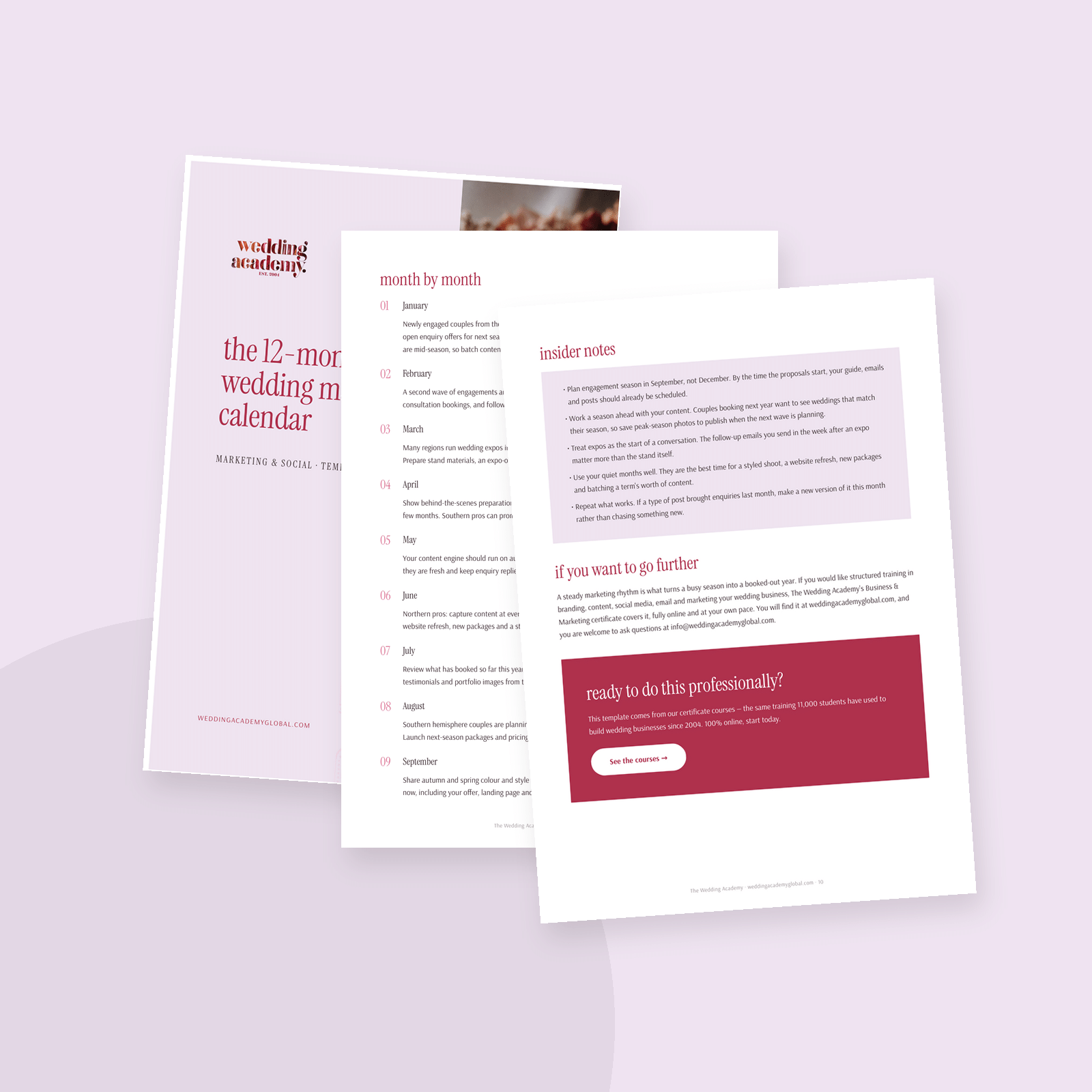 The 12-Month Wedding Marketing Calendar - printable PDF template