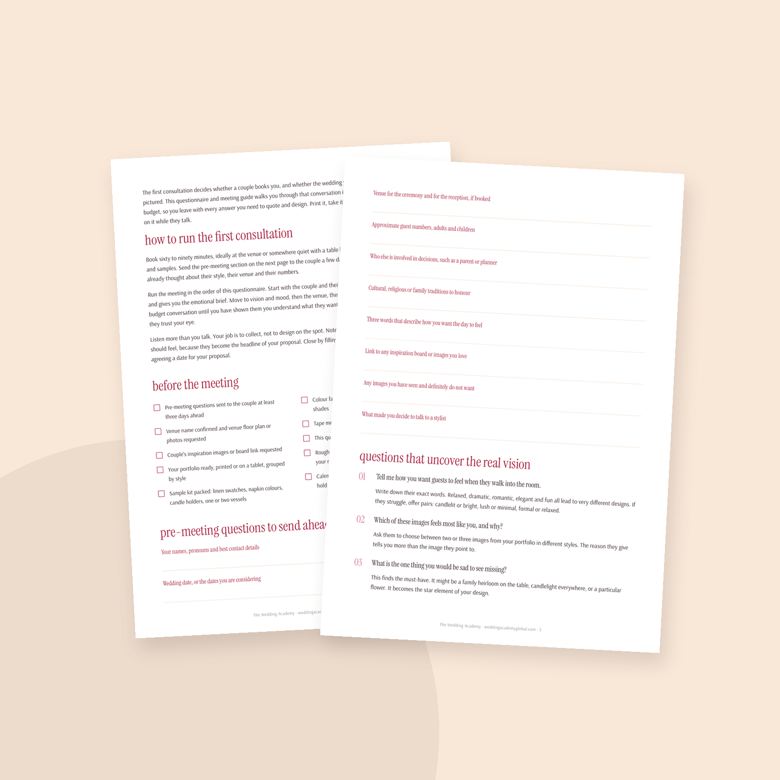 The Styling Consultation Questionnaire - inside pages