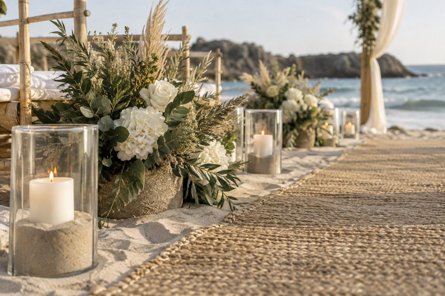 Wedding Academy | Beach Wedding Planning: What Planners Wish Couples Knew wind-proof styling details for beach wedding planning with weighted lanterns