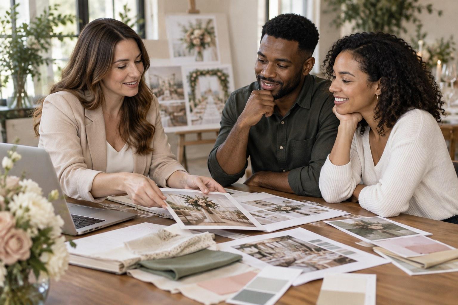 Wedding Academy | How to Get Wedding Planning Clients Without Instagram wedding planner consultation with an engaged couple