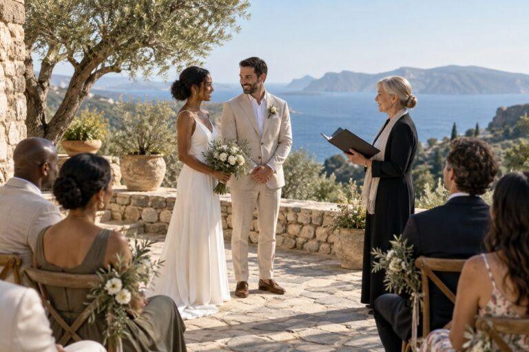 Destination wedding ceremony abroad with legal paperwork completed in advance Destination wedding ceremony abroad with legal paperwork completed in advance
