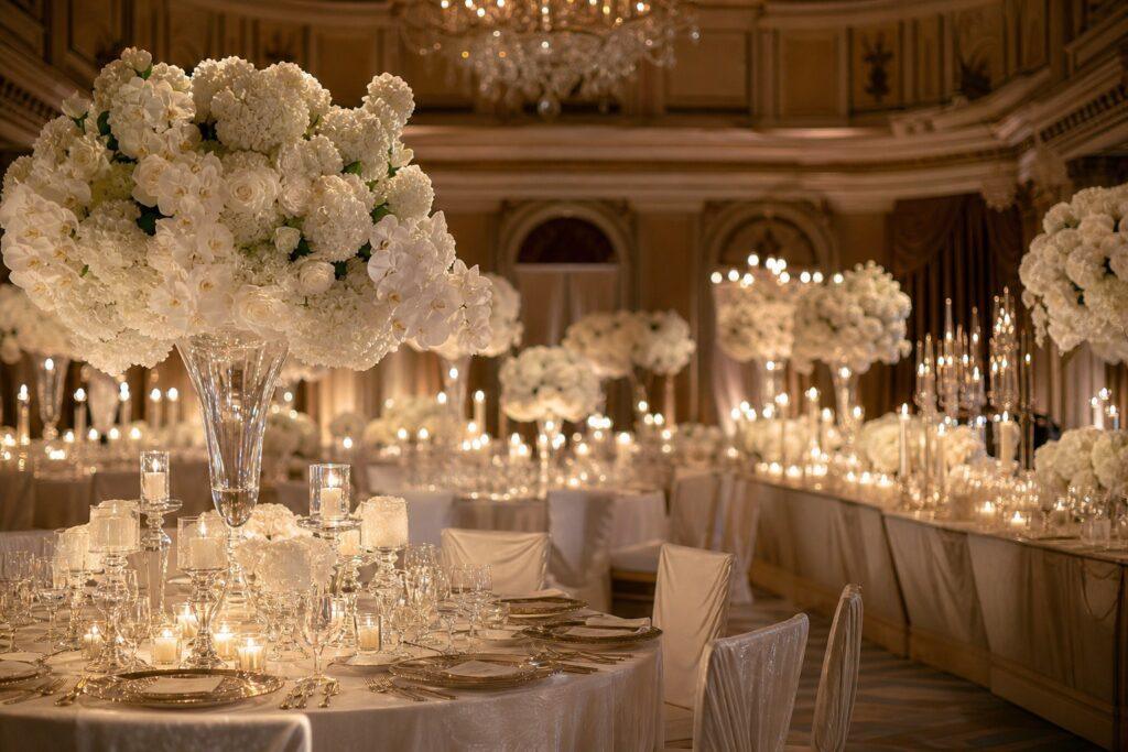 Luxury wedding reception in an elegant ballroom Luxury wedding reception in an elegant ballroom