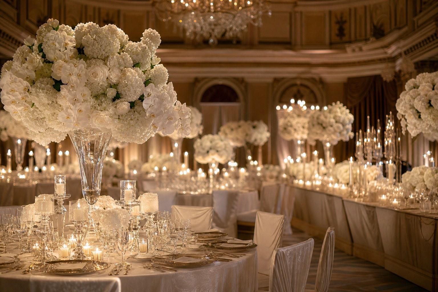 Luxury wedding reception in an elegant ballroom Luxury wedding reception in an elegant ballroom