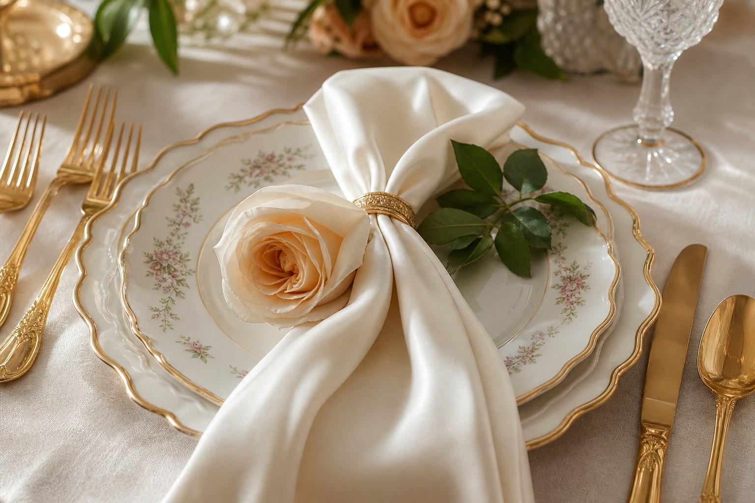 Luxury wedding place setting detail