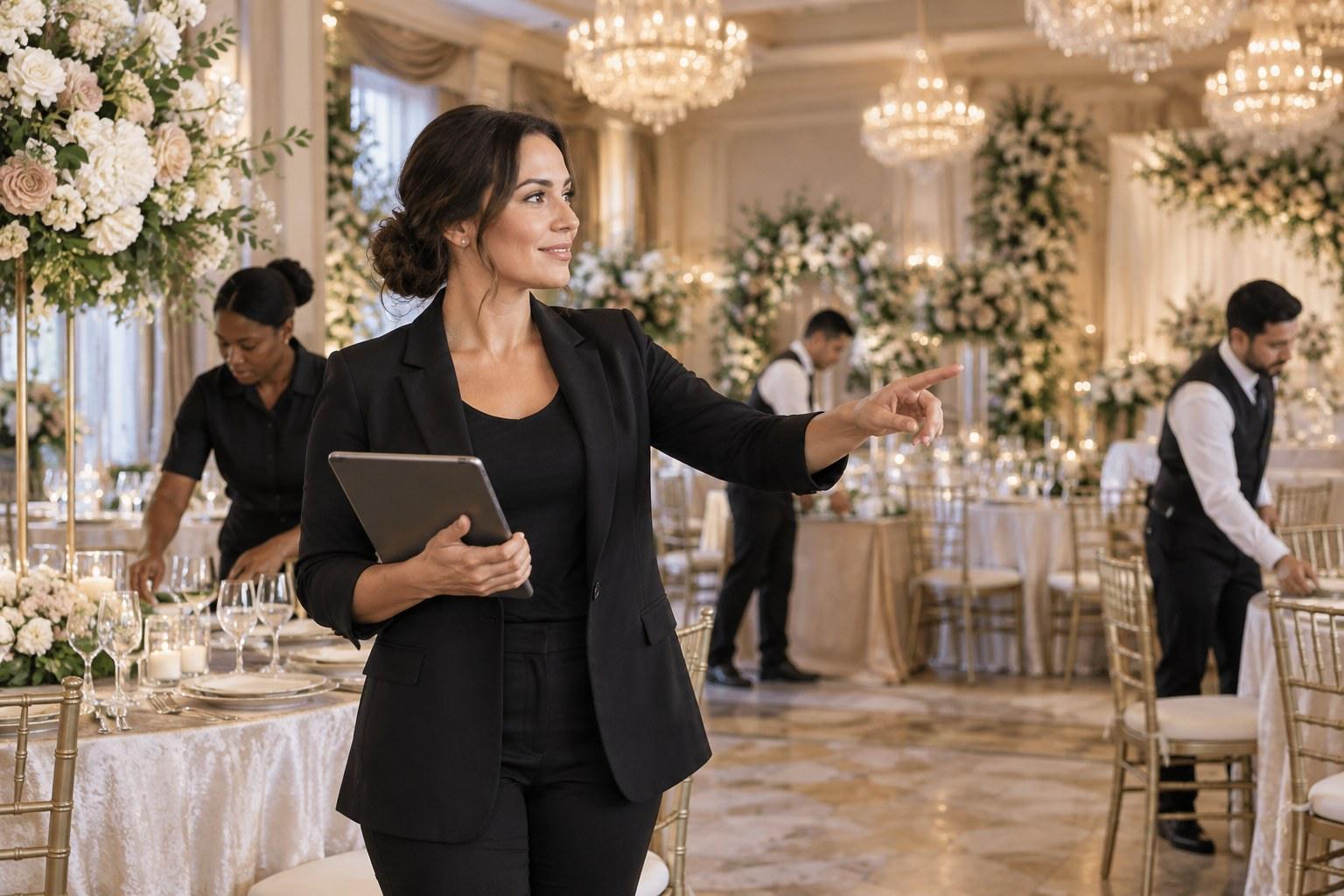 wedding planner specialising in luxury weddings directing set-up