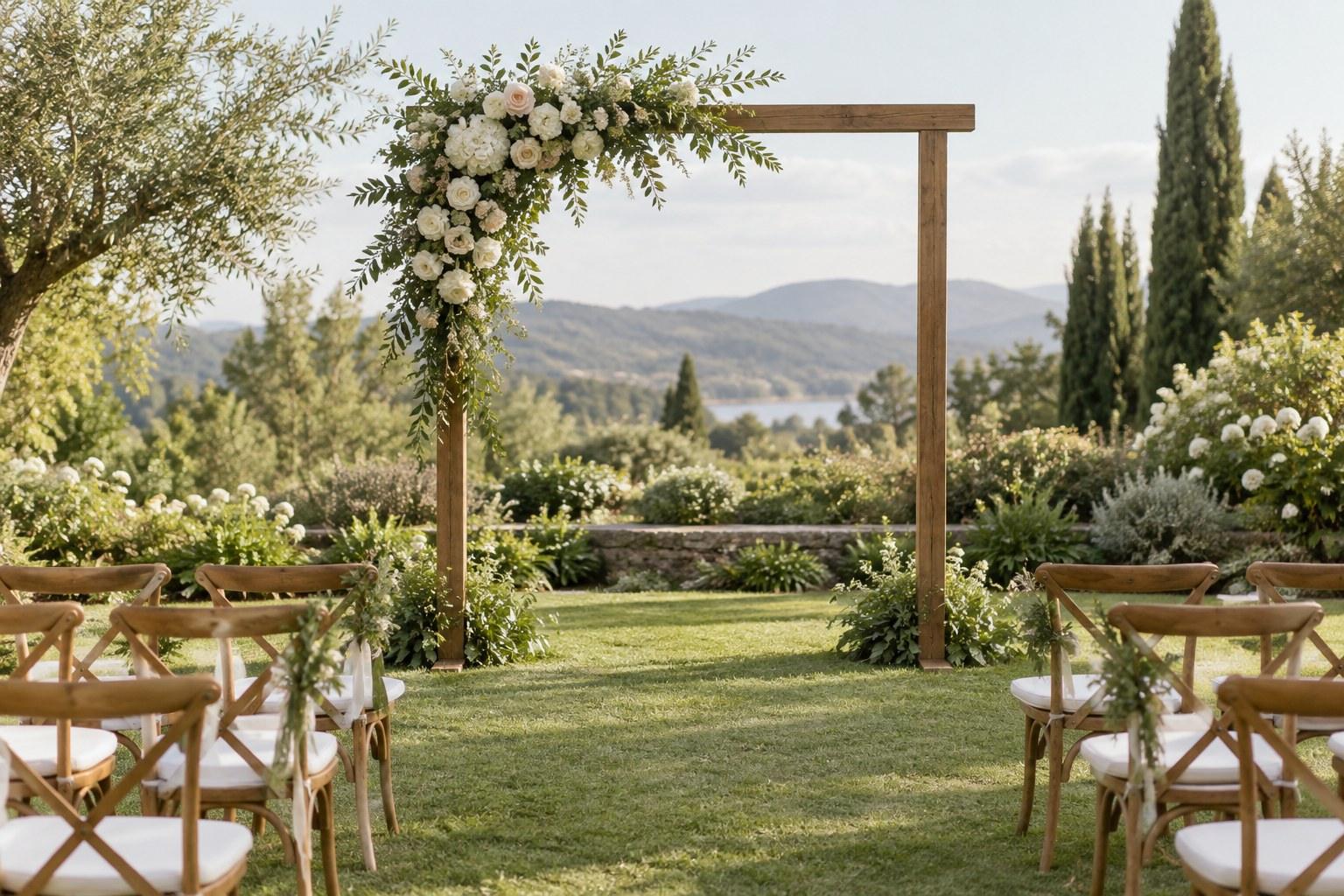simple ceremony focal point showing how to style a wedding on a small budget