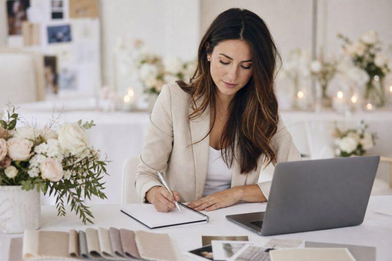 Wedding planner building a wedding budget breakdown