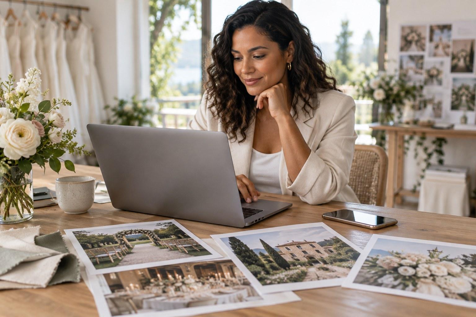 Wedding planner reviewing website enquiries from local search