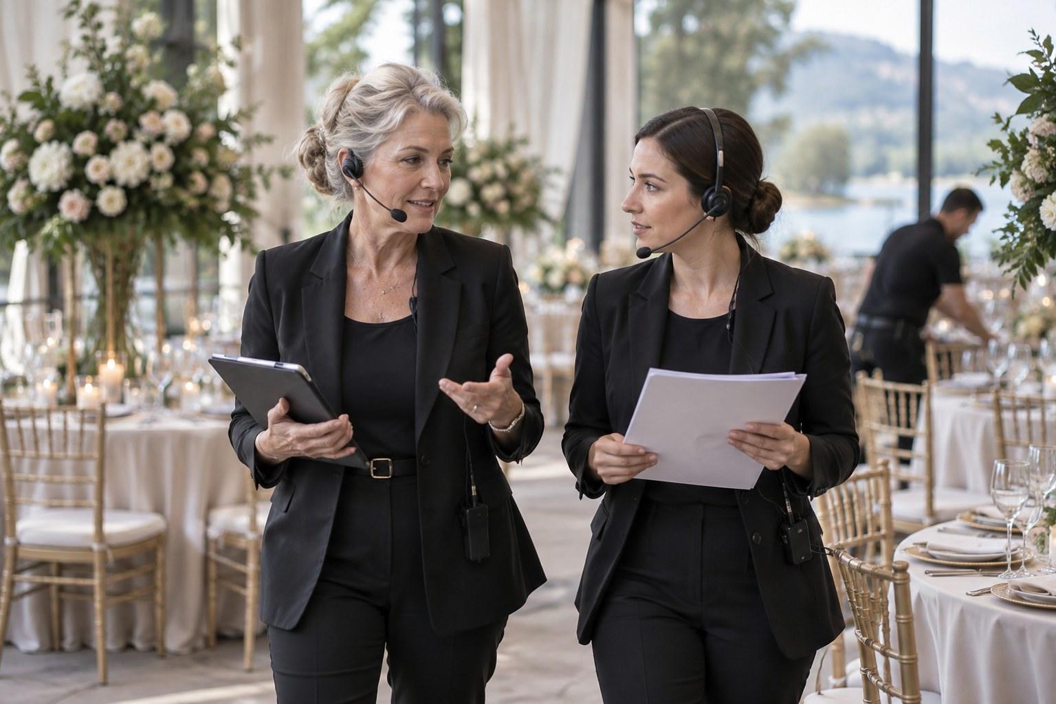 new planner shadowing a mentor on a wedding day as part of wedding planner mentorship