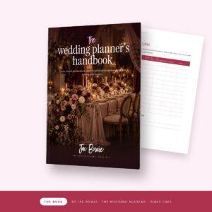 The Wedding Planner's Handbook by Jac Bowie, cover with a candlelit floral wedding table
