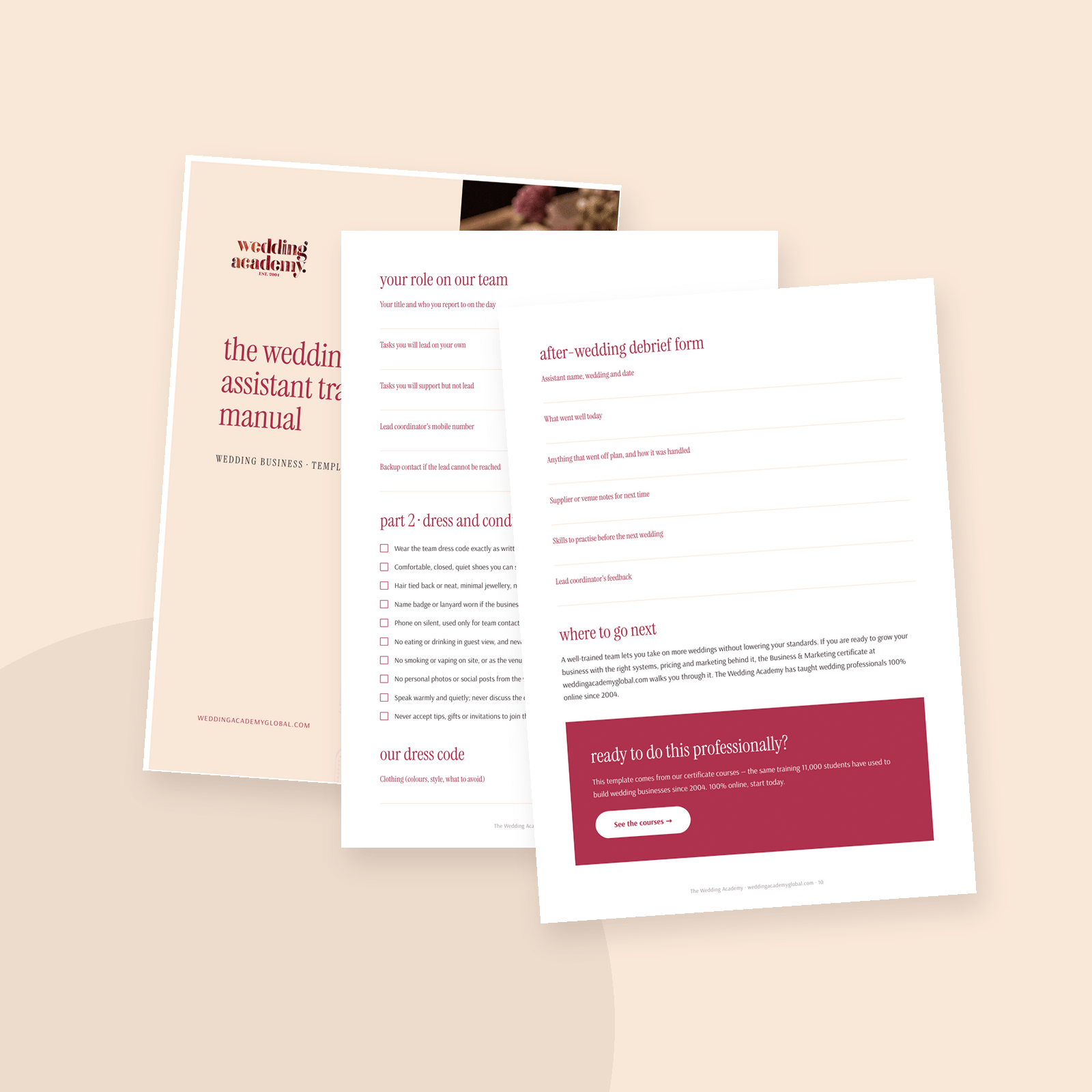 The Wedding Day Assistant Training Manual - printable PDF template
