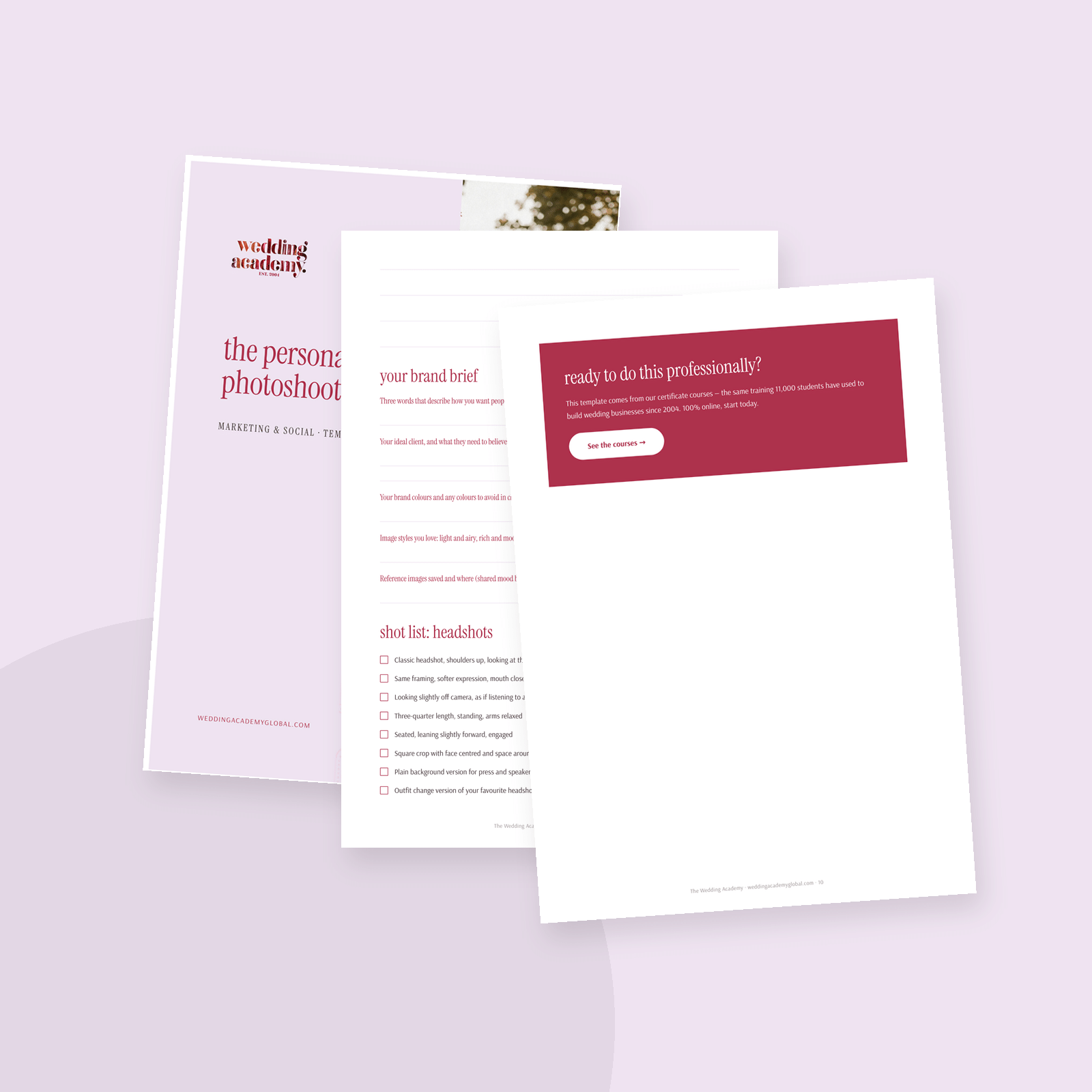 The Personal Brand Photoshoot Planner - printable PDF template