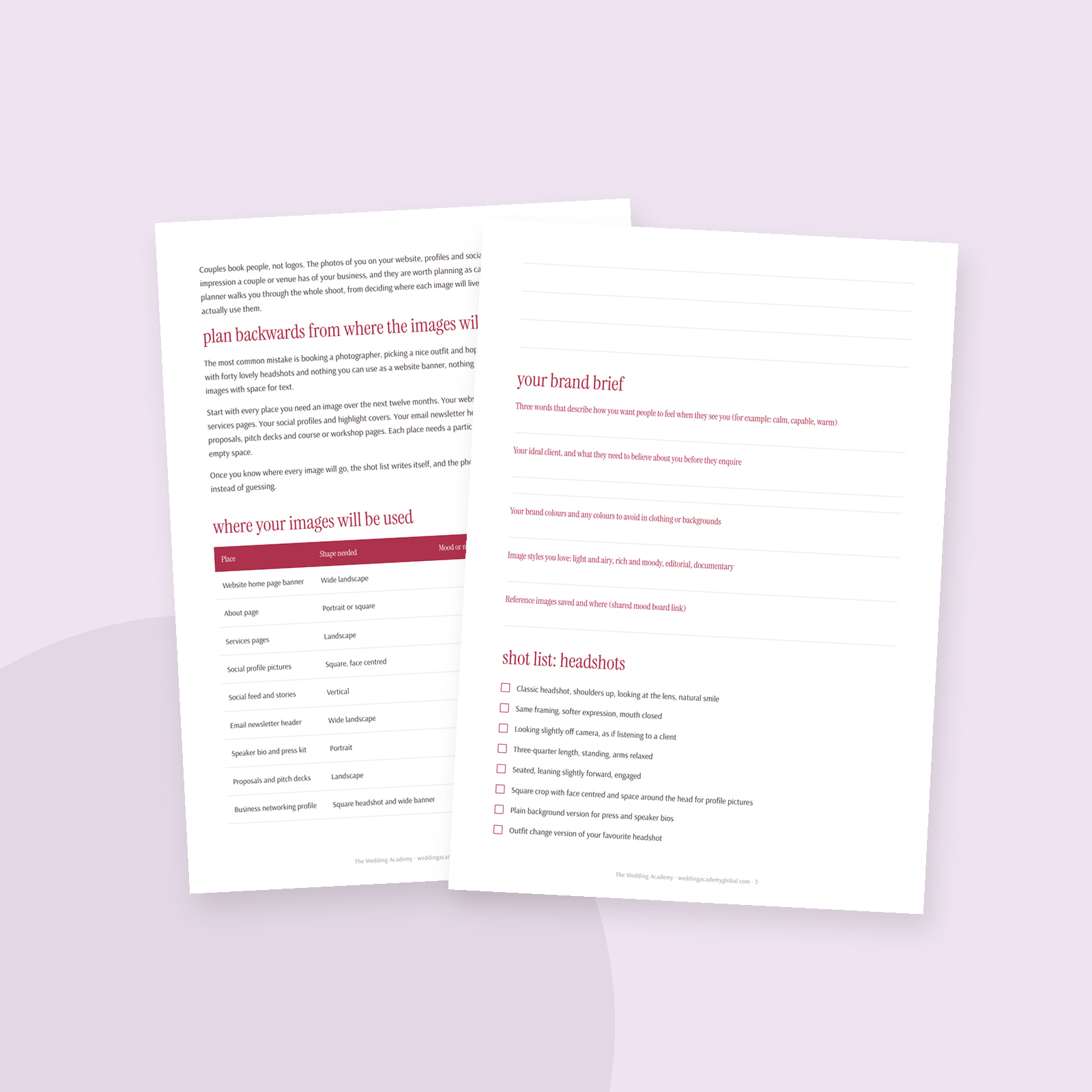 The Personal Brand Photoshoot Planner - inside pages