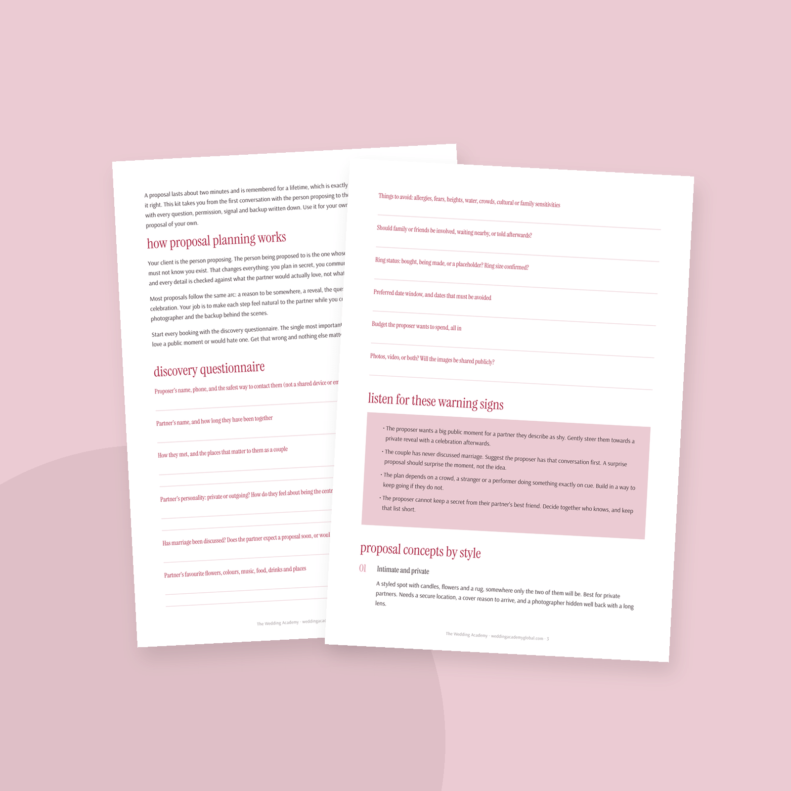 The Proposal Planning Kit - inside pages