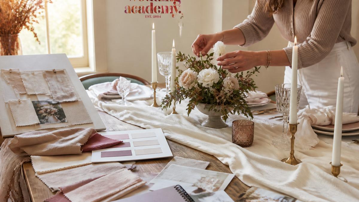 Wedding Academy | Can You Learn Wedding Styling From Scratch? Process diagram illustrating the essential steps for building a professional wedding styling portfolio.