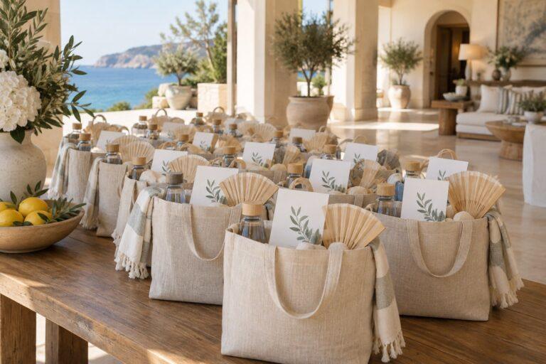 welcome bags prepared as part of destination wedding guest logistics