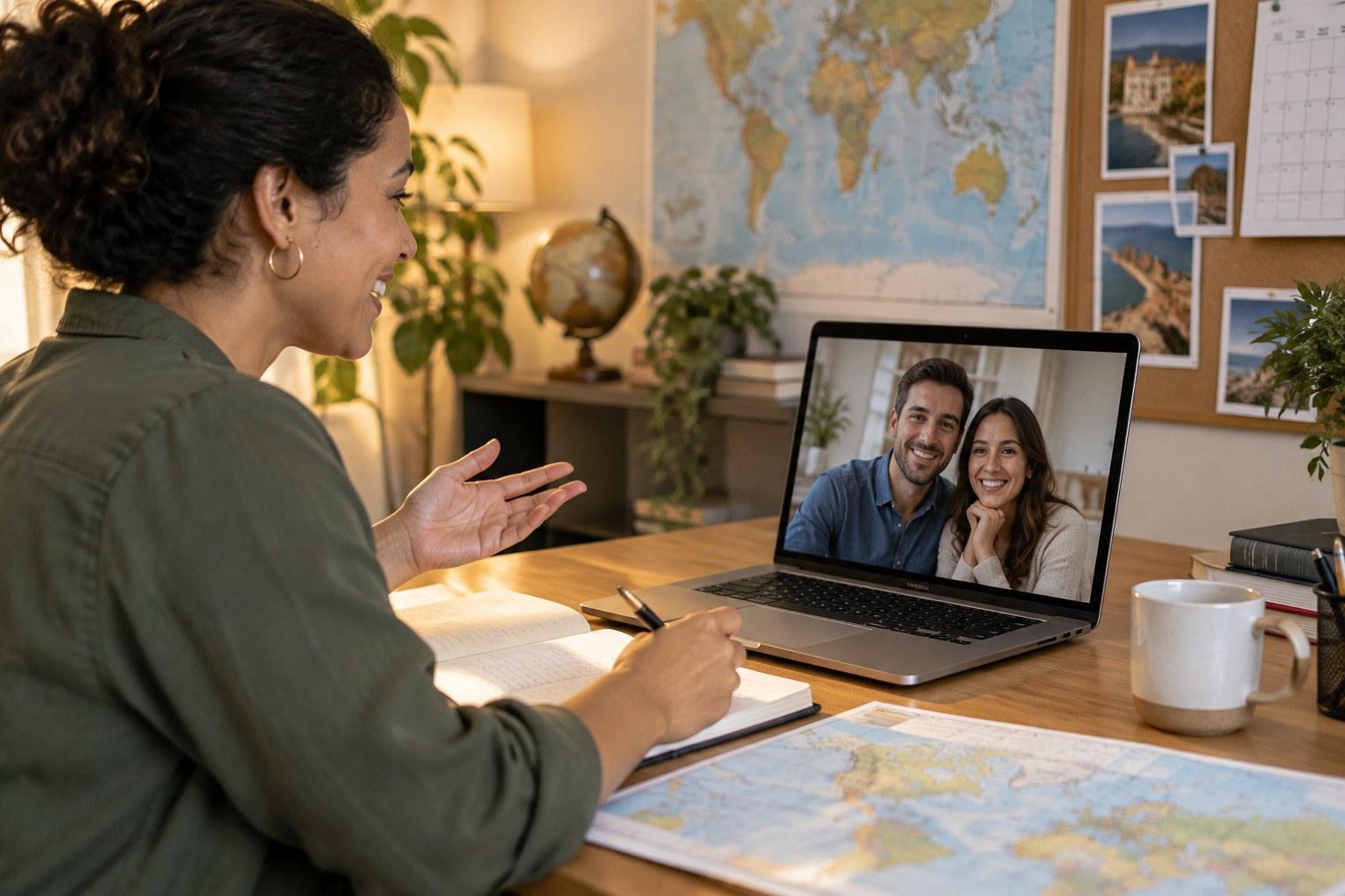 Wedding Academy | Destination Wedding Planner Fees: What Actually Gets Charged For planner explaining destination wedding planner fees to a couple