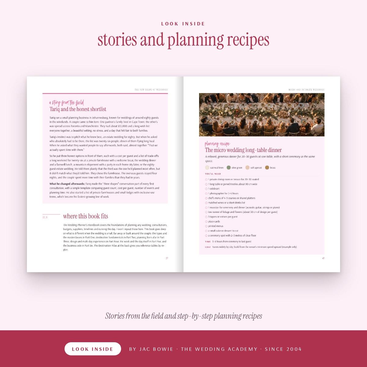 Inside The Micro, Intimate & Destination Wedding Handbook: stories and planning recipes
