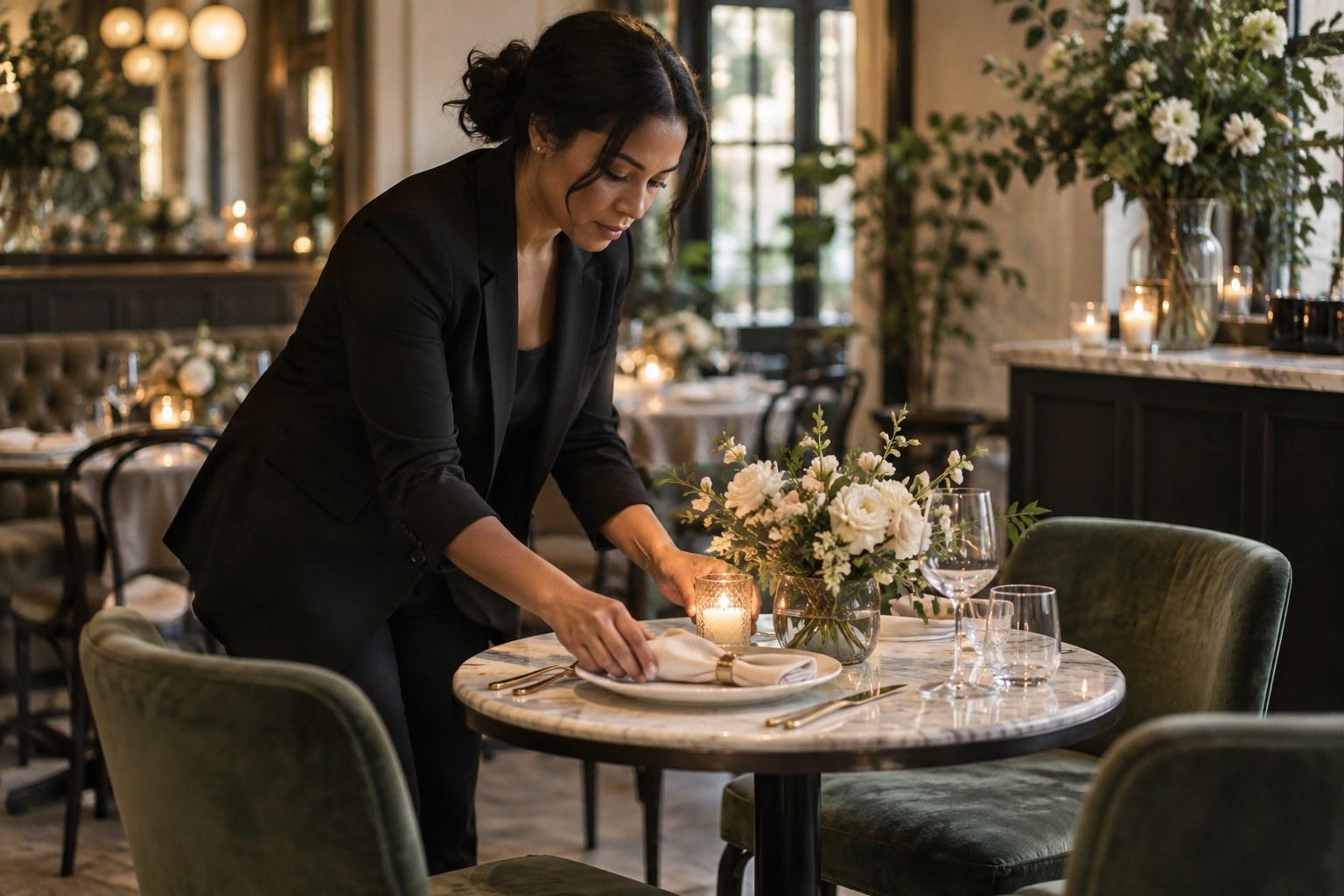 wedding planner perfecting details at a micro wedding