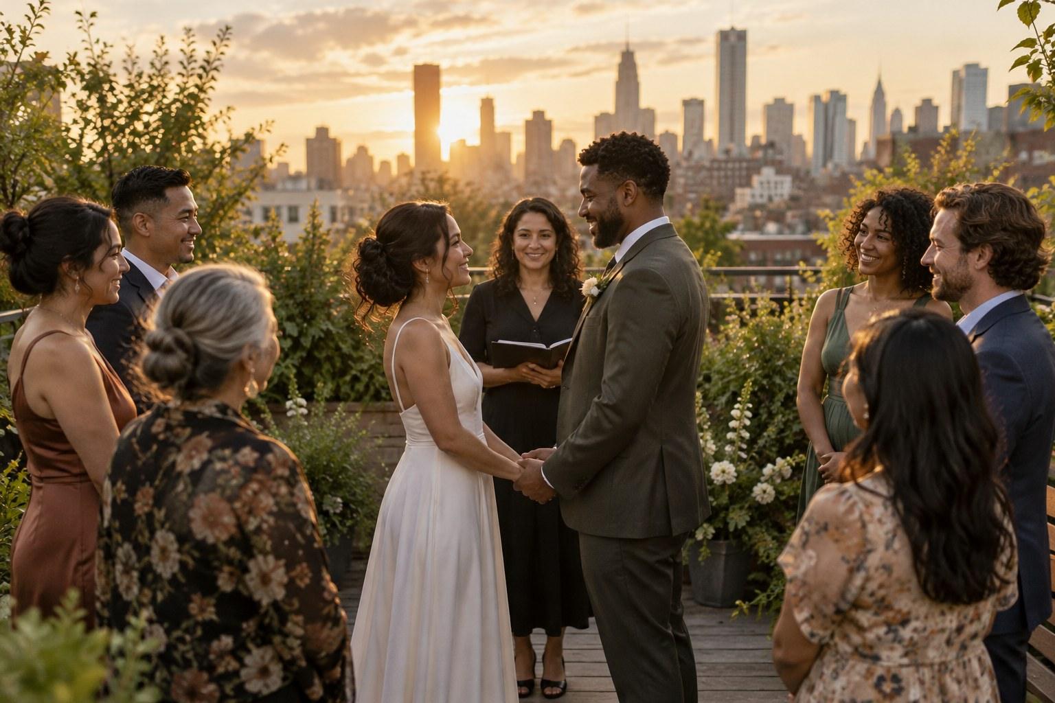 small micro wedding ceremony with close family