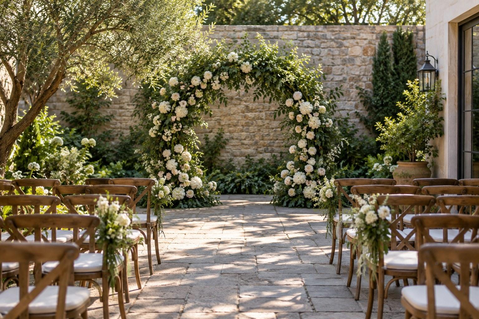 small ceremony backdrop for micro wedding styling
