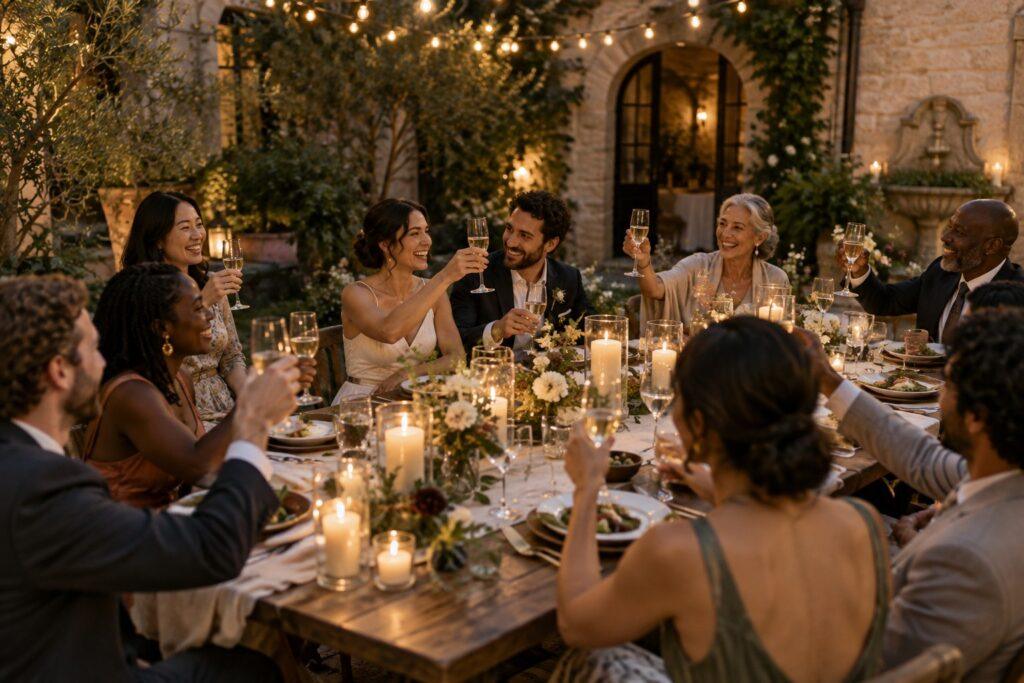 intimate micro wedding dinner planned with a clear micro wedding timeline