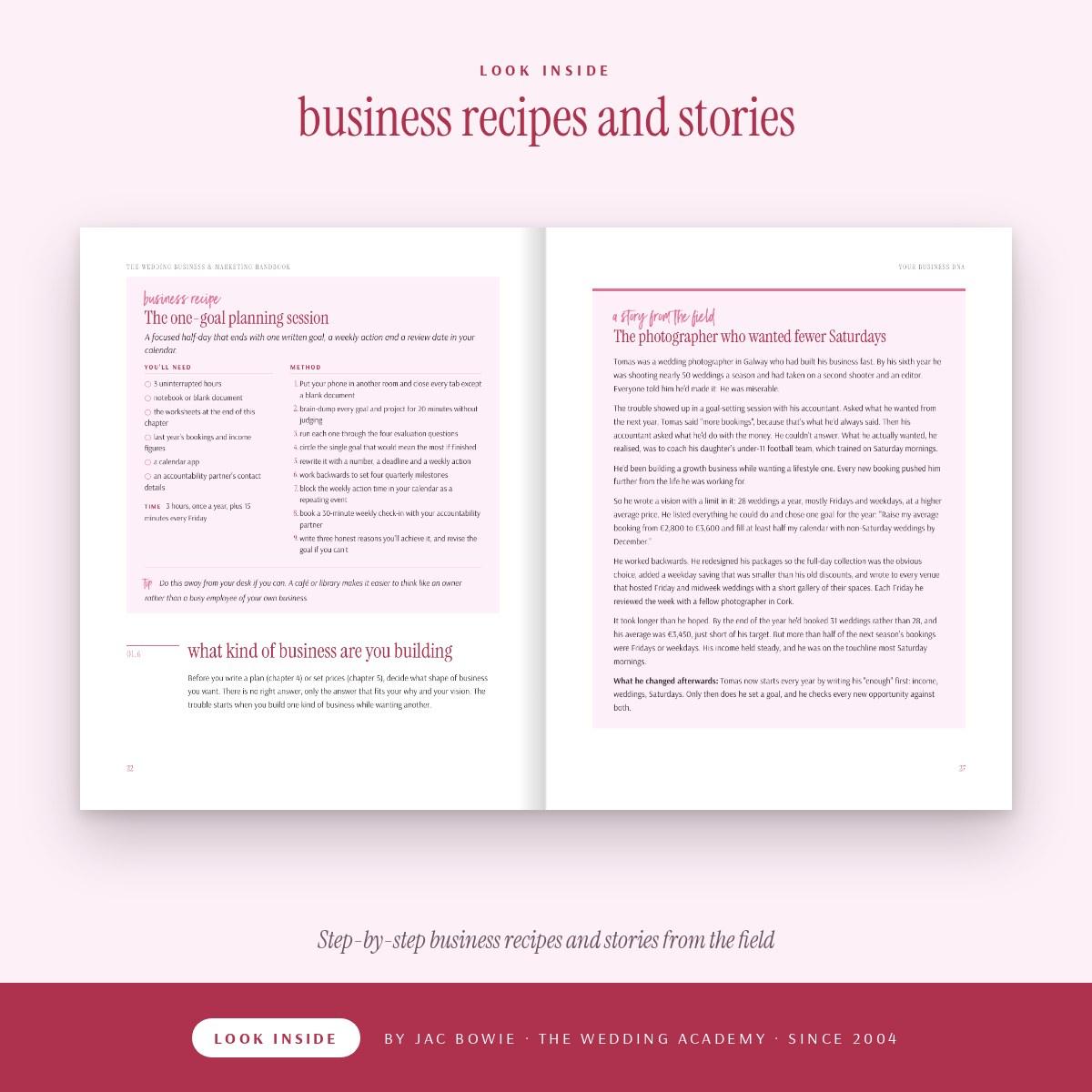 Inside The Wedding Business & Marketing Handbook: business recipes and stories