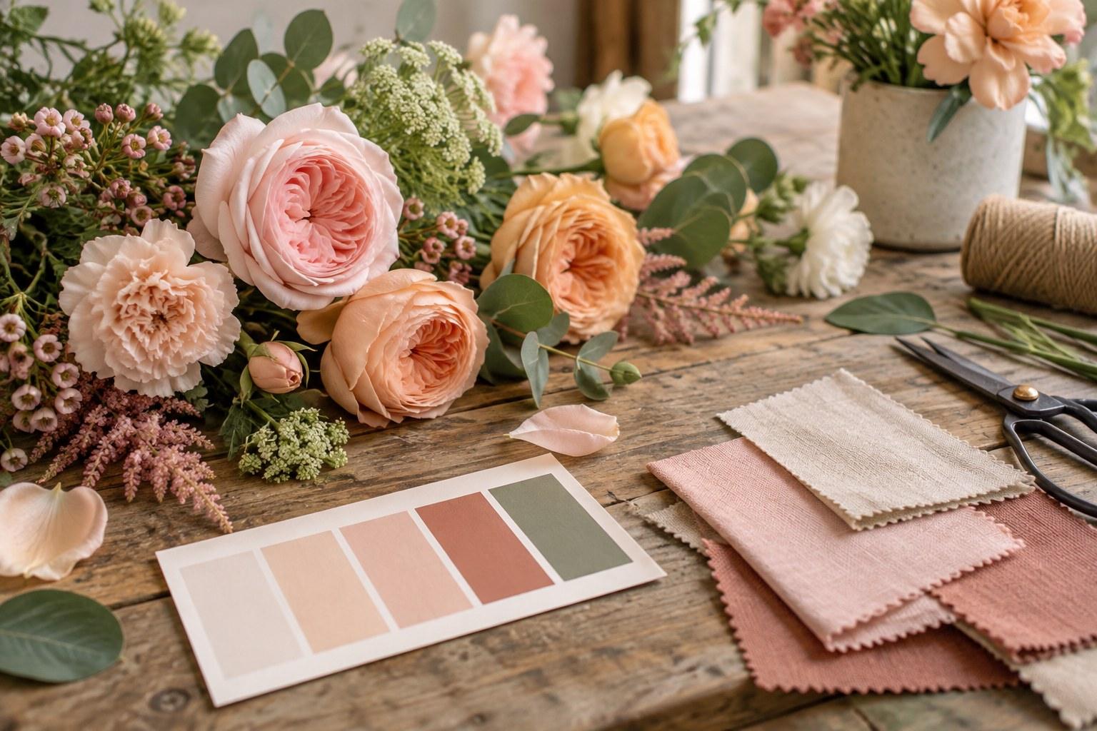 wedding flower substitutions matched to a colour palette