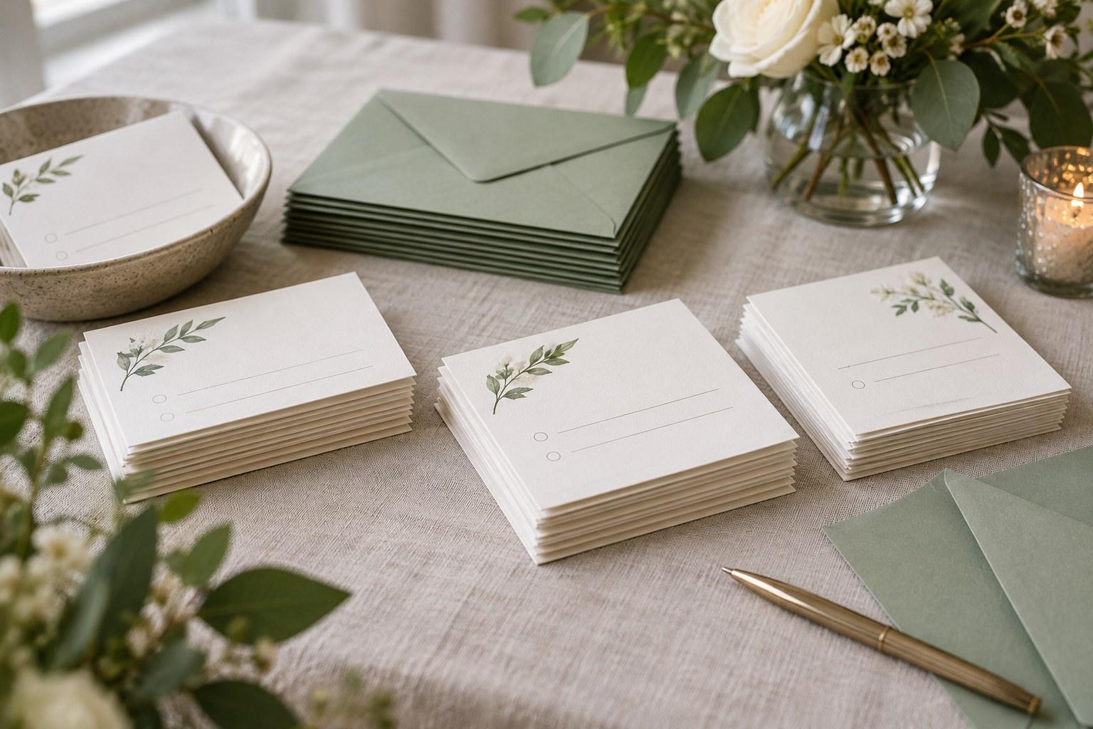 wedding RSVP cards sorted for guest list tracking