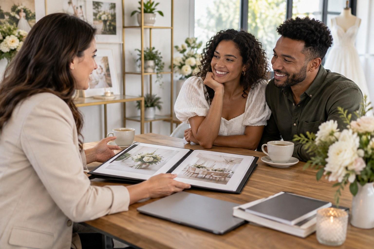 wedding planner client onboarding meeting with a newly booked couple