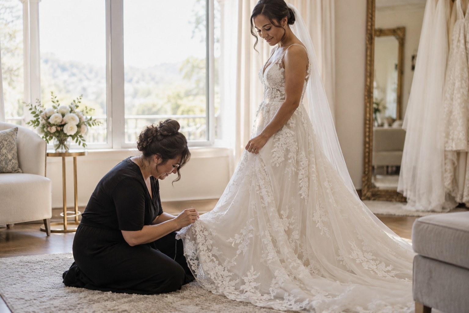 Wedding Academy | Wedding Planner Emergency Kit: What to Pack for the Wedding Day planner using a wedding planner emergency kit to fix a dress