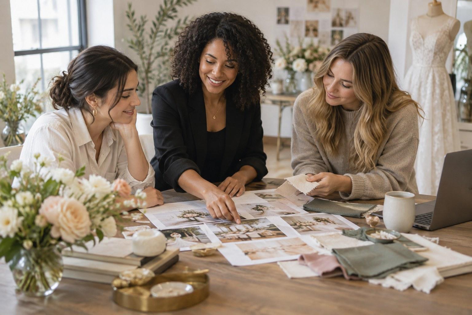 Wedding Academy | Should You Go Freelance or Work for a Wedding Planning Company? My Honest Answer wedding planning company team meeting in a studio