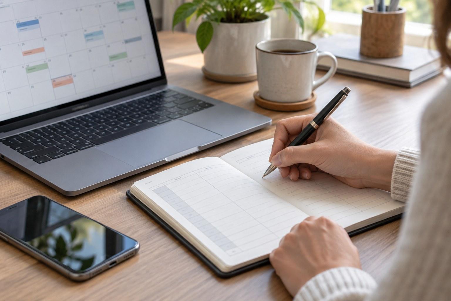 wedding planner overtime hours tracked in a notebook