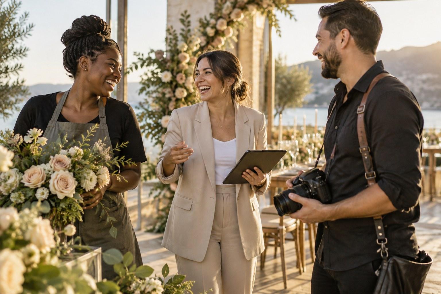 wedding planner and vendor team collaborating, building social proof