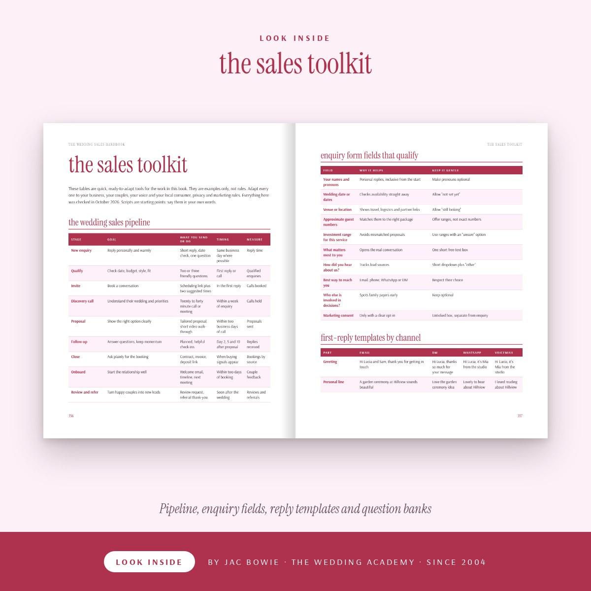Wedding Academy | The Wedding Sales Handbook by Jac Bowie Look inside The Wedding Sales Handbook: The Sales Toolkit