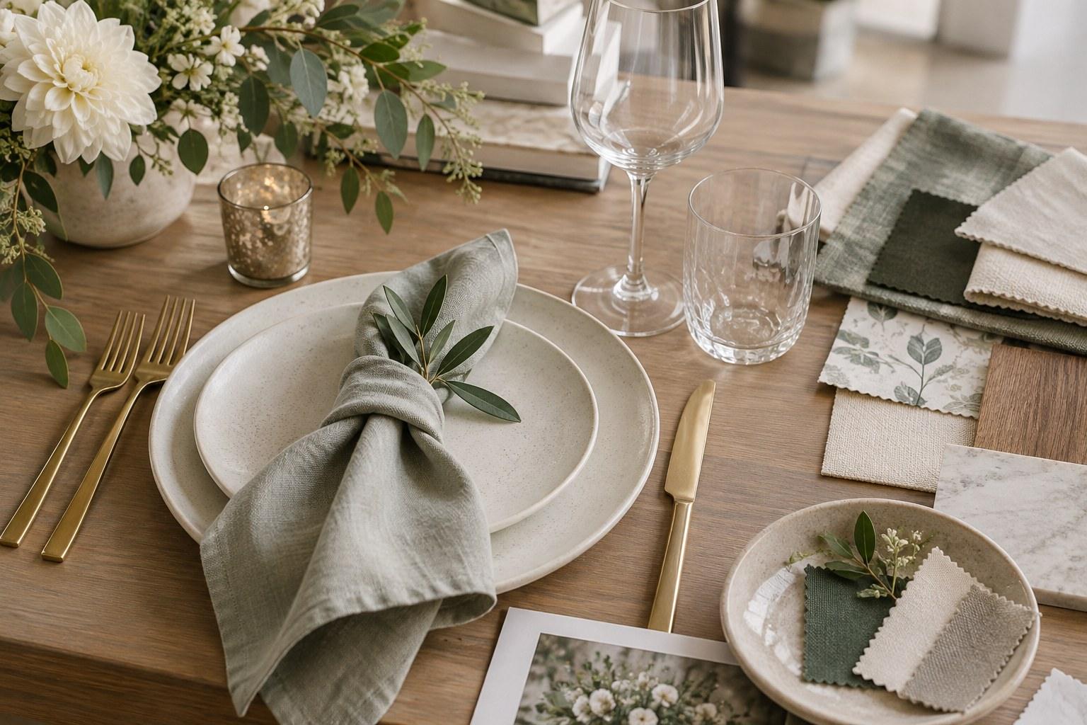 Wedding Academy | Wedding Styling Consultation: How to Run One That Books the Client fabric swatches and sample place setting for a wedding styling consultation