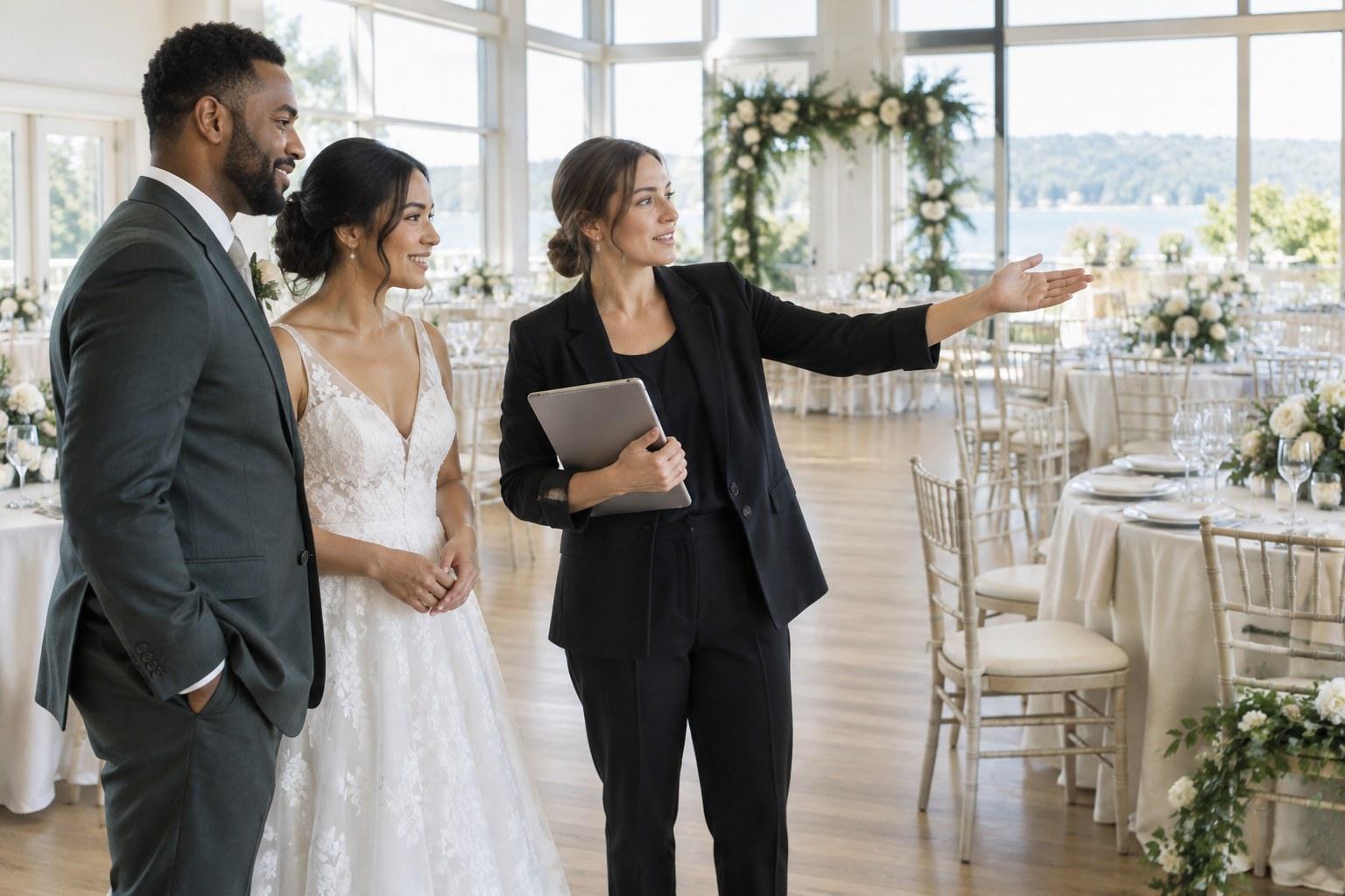 Wedding Academy | Wedding Styling Consultation: How to Run One That Books the Client wedding stylist walking through a venue with a couple