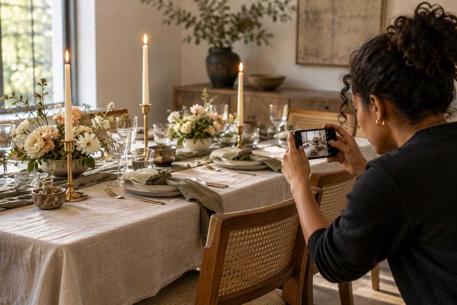 practice tablescape styled during a wedding styling course online