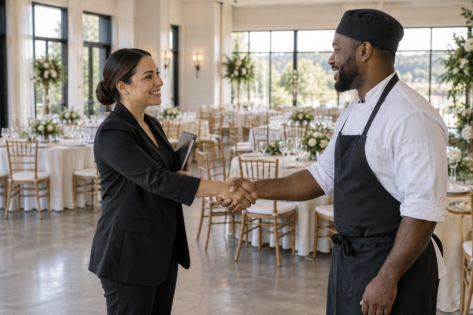 Wedding Academy | Wedding Vendor Cancellation: What Planners Do When a Supplier Pulls Out wedding planner meeting a backup supplier at the venue